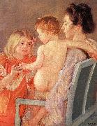 Mary Cassatt, Sara Handing a Toy to the Baby